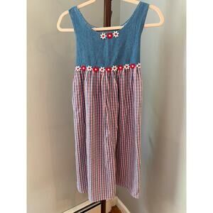 Americana Denim Top Plaid Skirt Summer Dress No Label